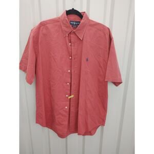 Ralph Lauren Mens Shirt Blake Large Salmon Coral Color Button Front